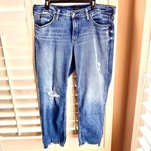 Silver Jeans Co Boyfriend Distressed Raw Hem Jeans Women’s Plus 18 27” Inseam